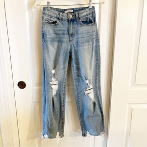 Sol Distressed Straight Leg Jeans
